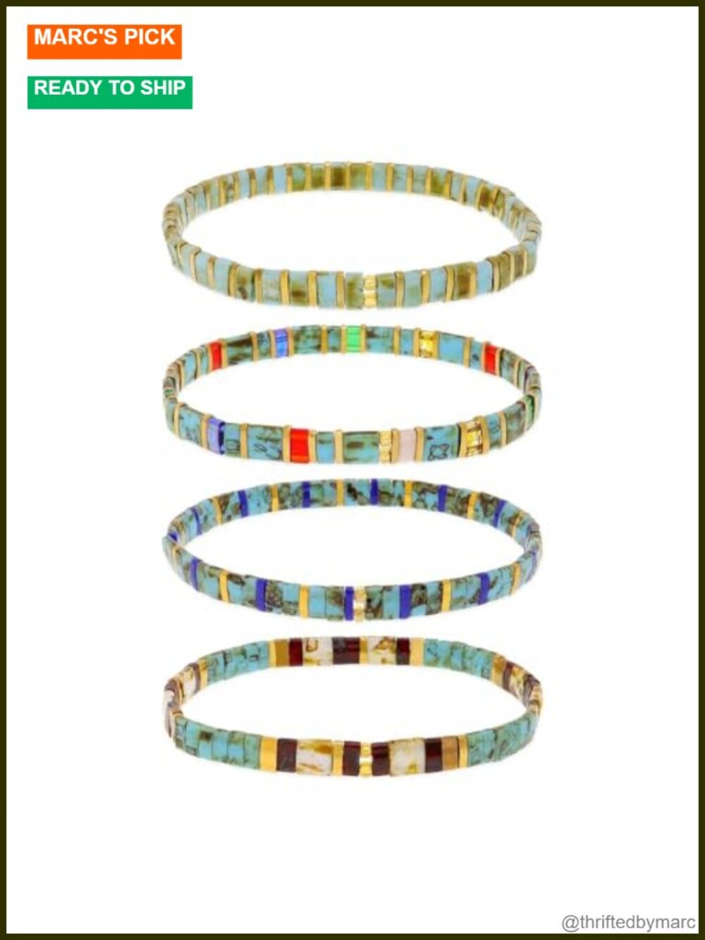 Tila Beaded Stretch Bracelets Set for Women, 4pc Handmade Glass Stack
